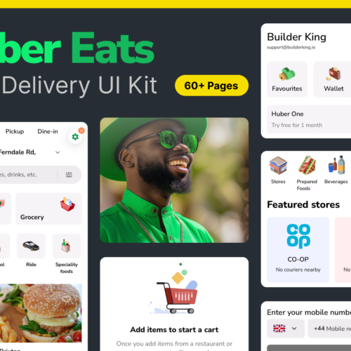 Complete UI Kit for Food Delivery Apps: Huber Eats – Tailored for iOS & Android E-Commerce Platforms