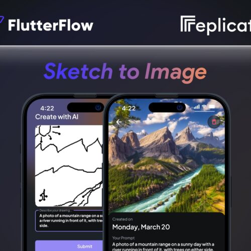 Sketch-to-Photo Transformation: Replicate App Template with FlutterFlow for AI Image Generation on Android & iOS