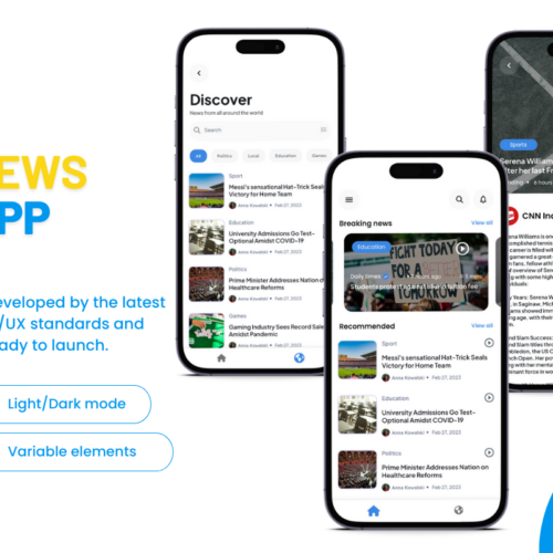 Discover News: Minimalistic & Clean Mobile App Template for Android & iOS – Your Ideal News App Solution