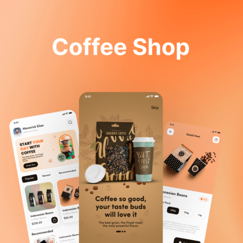 Revolutionize Your Coffee Experience with the ‘Coffee Shop App UI Kit’: A Modern Mobile Ordering & Delivery System for Android & iOS, Featuring Seamless Payment Integration, Order History Tracking, Favorites Management, In-App Chat, Community Engagement and More