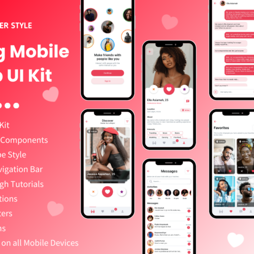 Revolutionize Your Social Lifestyle: Dating Mobile App UI Kit for iOS & Android – Perfect for Couples, Friends, & Relationship Chats like Tinder