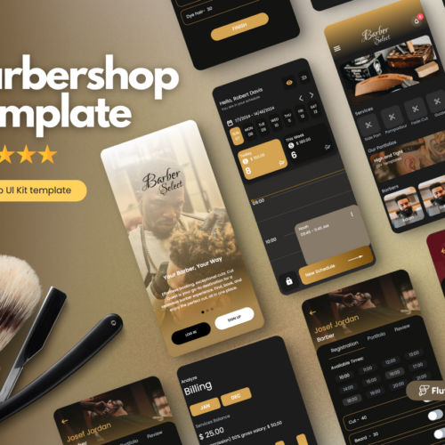 Premium Edition Barbershop Template – Your Ultimate App for Barber Booking on iOS & Android Platforms