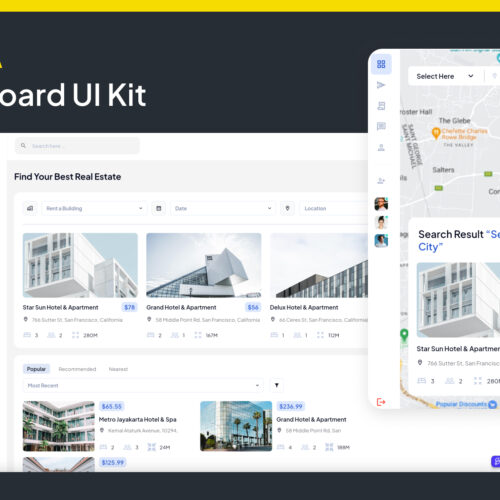 Premium Real Estate Dashboard UI Kit: Mobile-Responsive Web App for Business and E-commerce on Android and iOS Platforms