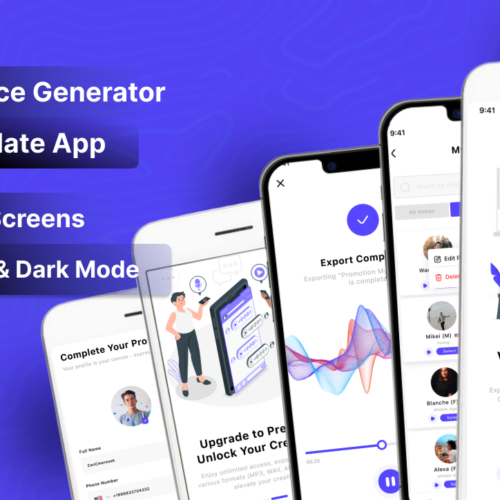 Modern AI Voice Generator: Sleek UI Template App for iOS & Android – Embrace the Future of Artificial Intelligence