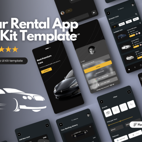 Revolutionize Your Rental Experience with Our Car Rental App UI Kit Template – Ideal for iOS & Android Sample Apps