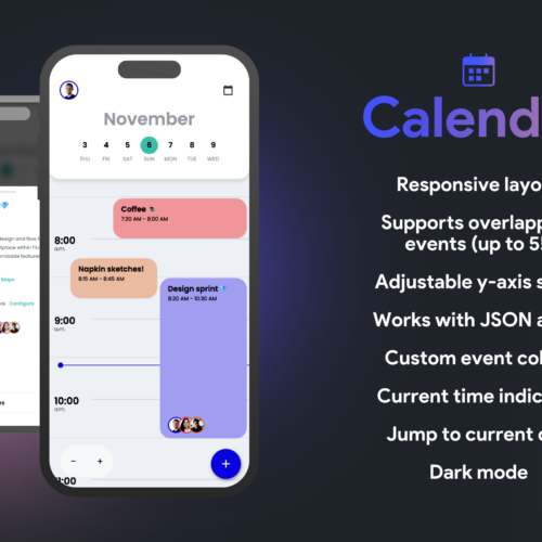 Experience the Ultimate Day View with Our Calendar Layout for Android, iOS, and Web Applications