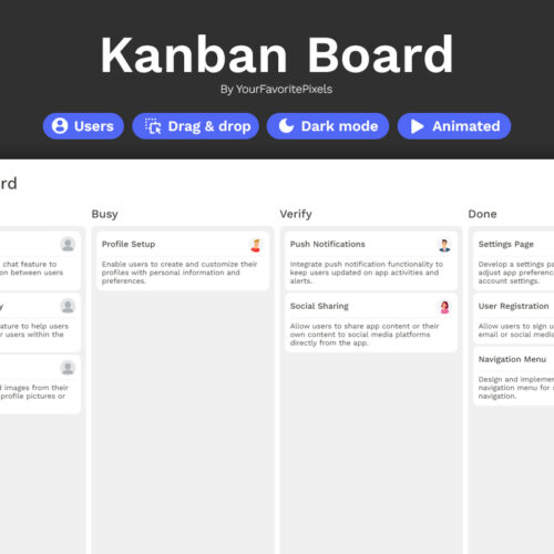 Drag & Drop Ready-to-Use Kanban Board: Free Animated Dashboard for Web Apps